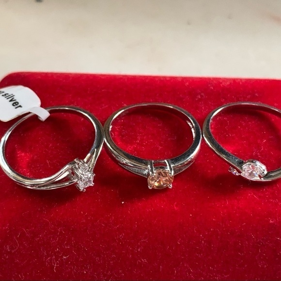 Sterling Silver 925 Set of 3 Rings Size 7 - Picture 1 of 5
